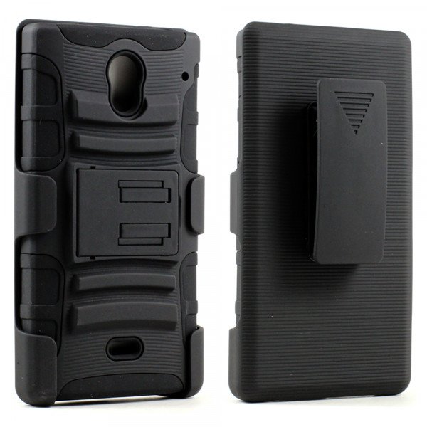 Wholesale Sharp Aquos Crystal H306 Armor shell Holster Combo Belt Clip (Black)